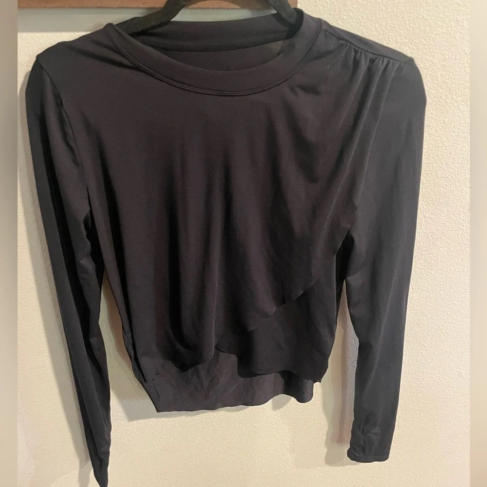 Wilo The Label Women's Black‎ Movement Twist Layer Top Round Neck Pullover Large - Picture 2 of 6